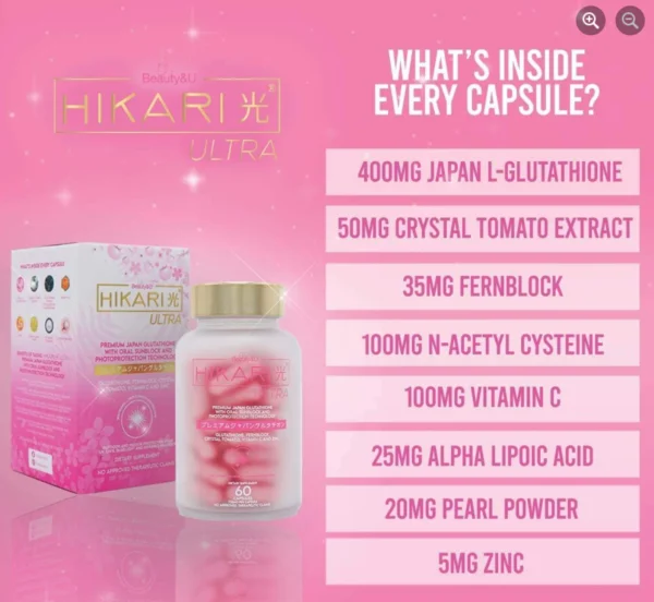 Hikari Ultra Premium Japan Glutathione - Advanced Skin Whitening and Antioxidant Supplement - Image 9