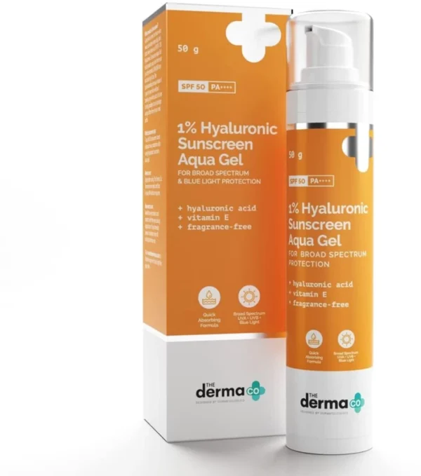 Derma Co Hyaluronic Sunscreen Aqua Gel SPF 50 | Hydrating, Lightweight Protection