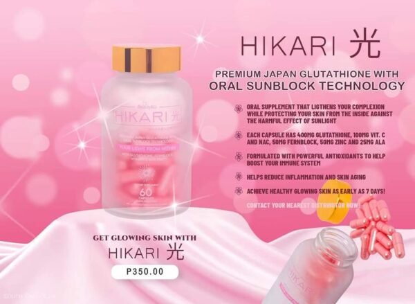 Hikari Ultra Premium Japan Glutathione - Advanced Skin Whitening and Antioxidant Supplement - Image 2