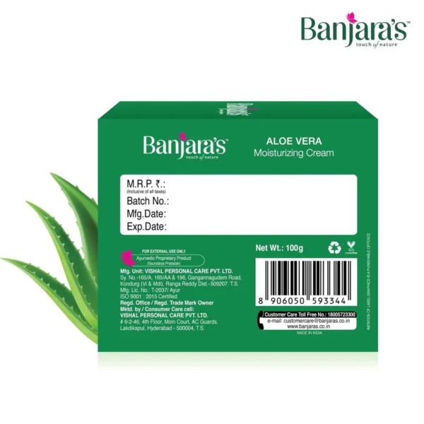 Banjara's Aloe Vera Moisturizing Cream 100g - Natural Hydration - Image 4