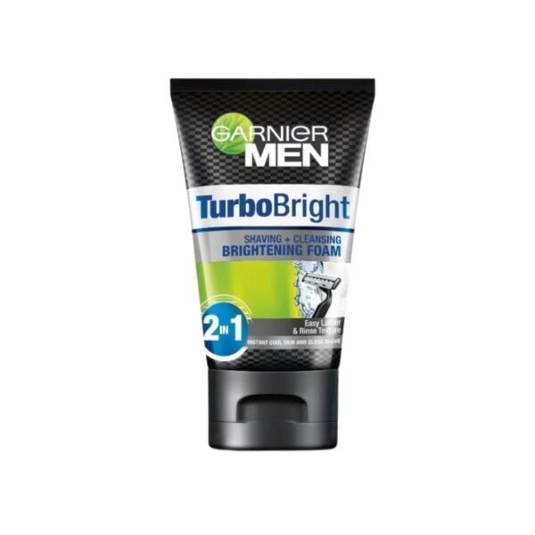 Garnier Men Turbo Bright Brightening Foam 100ml | Dual-Action Face Wash & Shaving Foam | Indonesia