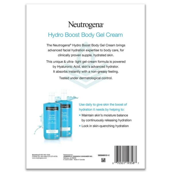 Neutrogena Hydro Boost Body Gel Cream 400ml | Intense Hydration for Soft Skin - Image 3
