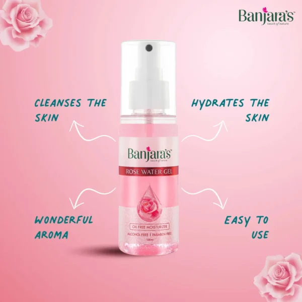 Banjara's Rose Water Gel 100ml - Hydrate & Soothe - Image 3