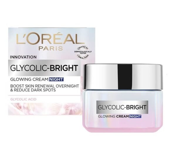 L'Oreal Glycolic Bright Glowing Night Cream 50ml | Brightening & Revitalizing Night Cream | Indonesia