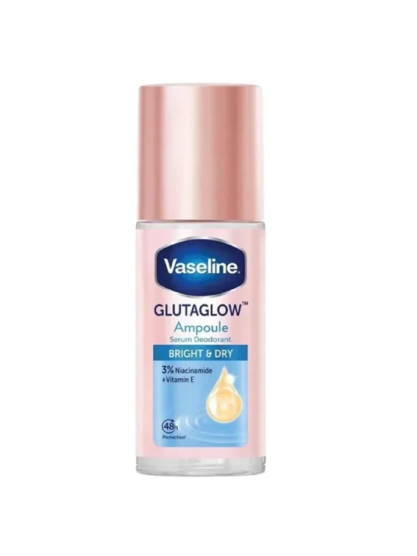Vaseline GlutaGlow Ampoule Serum Deodorant Bright & Dry 45ml | 48-Hour Freshness & Brightening Care | Thailand