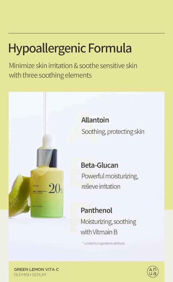 Anua Green Lemon Vita C Blemish Serum 20% | Korea | Brighten & Fade Dark Spots - Image 4