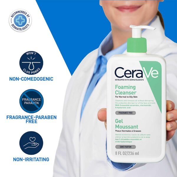 CeraVe Foaming Cleanser 236ml – Refresh & Hydrate for Normal to Oily Skin - Image 2