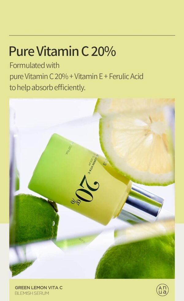 Anua Green Lemon Vita C Blemish Serum 20% | Korea | Brighten & Fade Dark Spots - Image 3