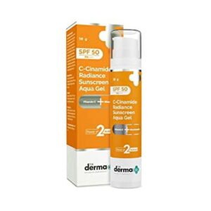 Derma Co C-Cinamide Radiance Sunscreen Aqua Gel SPF 50 PA++++ 50g | Sun Protection and Radiant Skin | India