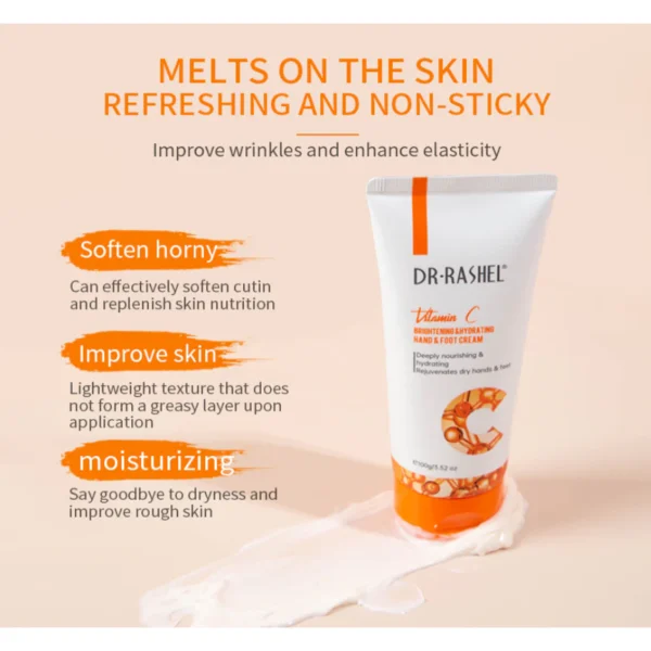 Dr Rashel Vitamin C Brightening & Hydrating Hand & Foot Cream 100g | Deep Nourishment & Skin Radiance | P.R.C - Image 2