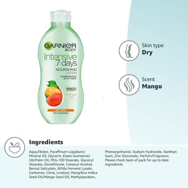 Garnier Body Intensive 7 Days Nourishing Body Lotion + Mango Oil - Deep Hydration 400ml - Image 2