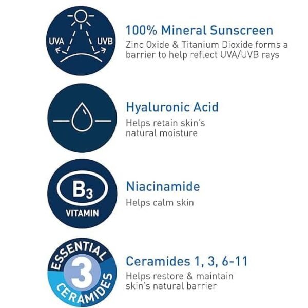 CeraVe Hydrating Mineral Sunscreen SPF 50 For Face | France | Broad-Spectrum Protection - Image 3