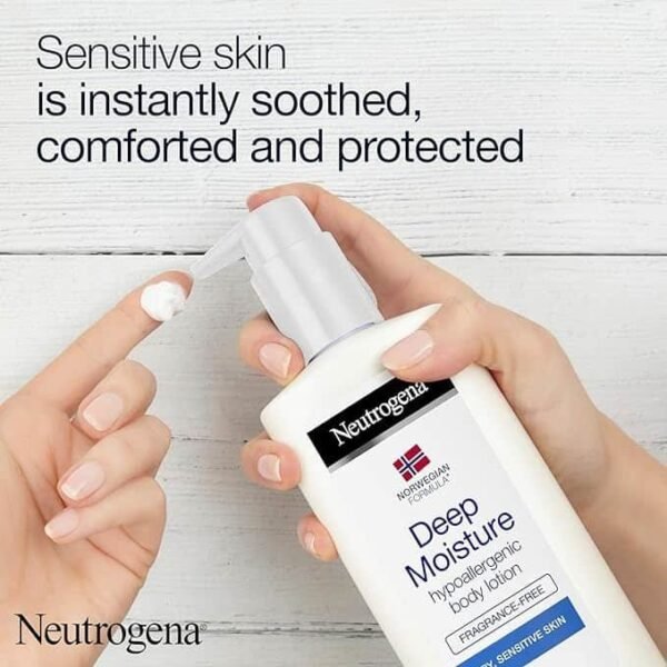 Neutrogena Deep Moisture Hypoallergenic Body Lotion | Sensitive Skin Hydration - Image 3