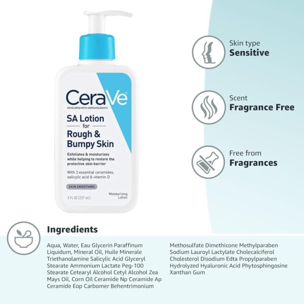 CeraVe SA Lotion for Rough & Bumpy Skin 237ml | USA | Smooth & Exfoliate - Image 5