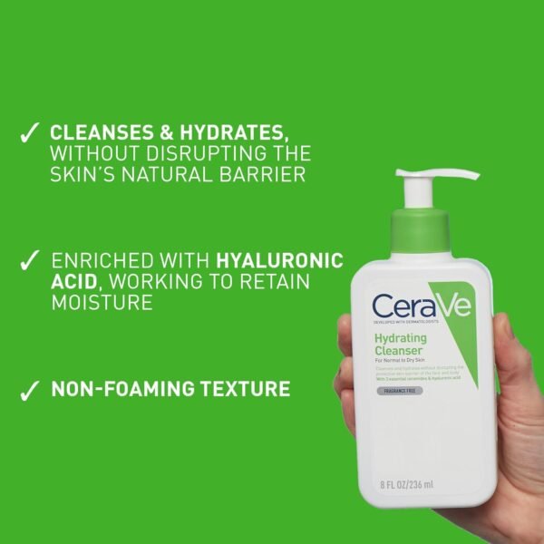 CeraVe Hydrating Cleanser 236ml – Gentle Cleanse for Dry Skin - Image 4
