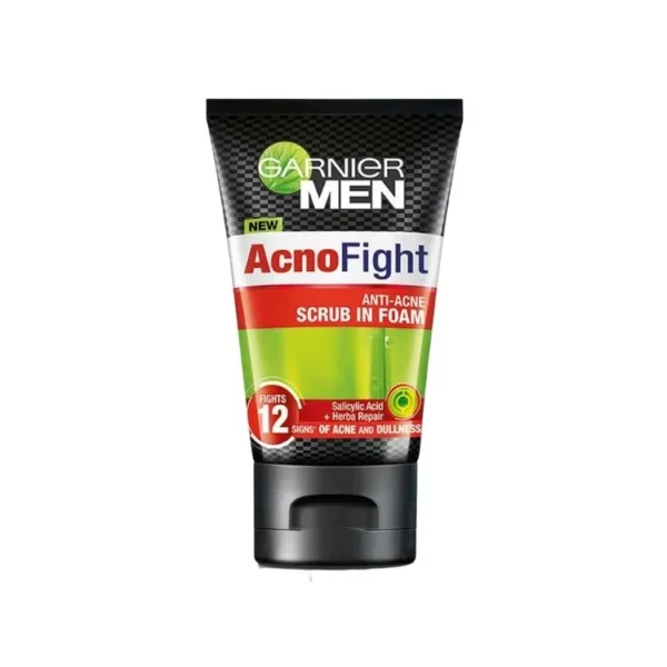 Garnier Men Acno Fight Anti-Acne Scrub in Foam 100ml | Deep Cleansing & Oil Control | Indonesia