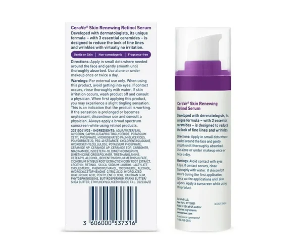 CeraVe Skin Renewing Retinol Serum 30ml | Anti-Aging, Skin Renewal Serum for Smooth Skin | USA - Image 2