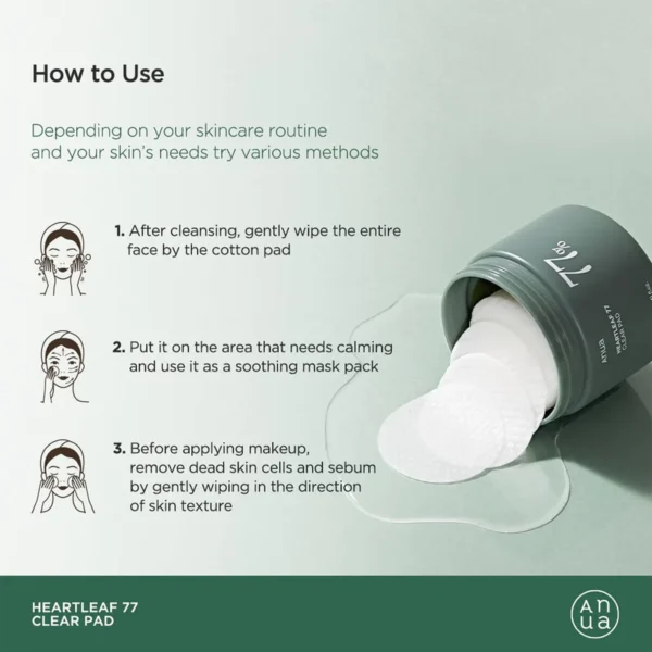 Anua Heartleaf 77% Clear Pad 160ml | Korea | Soothing and Purifying Pads for Sensitive Skin - Image 2