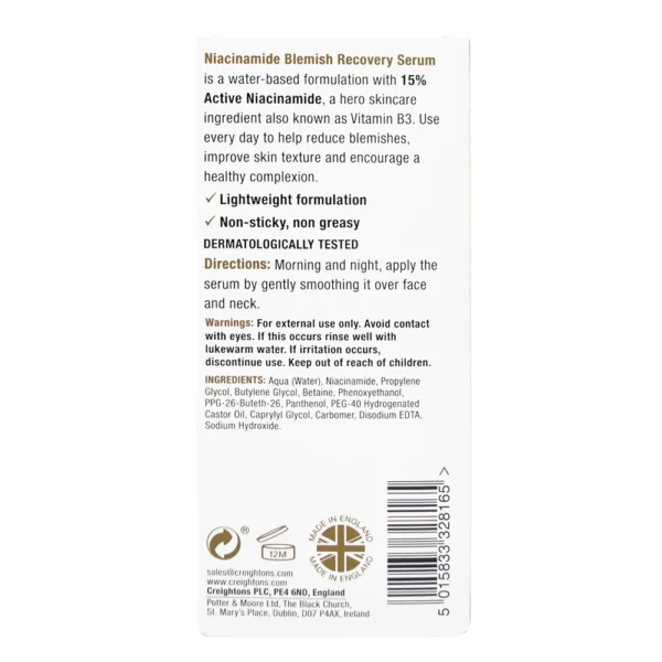 Balance Niacinamide Blemish Recovery Serum 30ml | England | Clear & Even Skin Tone - Image 2
