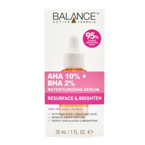 Balance AHA 10% + BHA 2% Retexturising Serum 30ml | England | Smooth & Renew Skin