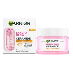 Garnier Sakura Glow Ceramide Serum Cream SPF 30 50ml | Hydrating, Brightening, and Sun Protection | Indonesia