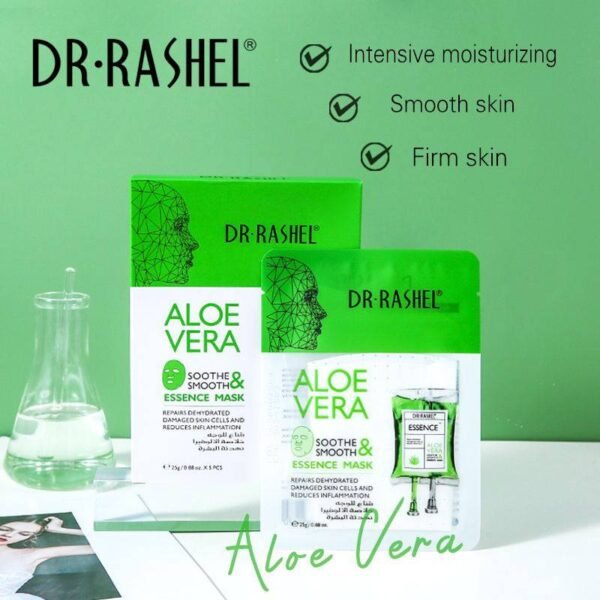 Dr Rashel Aloe Vera Soothe & Smooth Essence Mask 5PCS | P.R.C. | Calming Hydration - Image 2