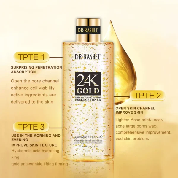 24k Gold Radiance & Anti-Aging Essence Toner | P.R.C. | Luxurious Radiance and Anti-Aging Benefits - Image 5