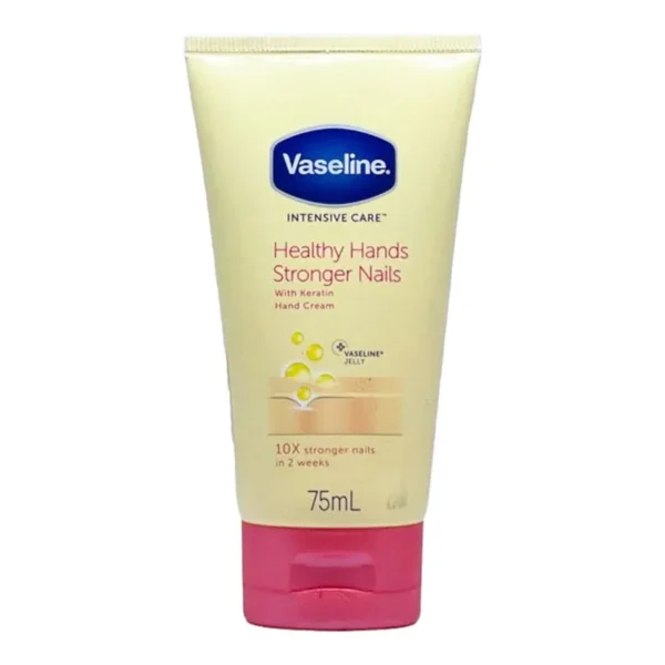 Vaseline Healthy Hands Stronger Nails Hand Cream 75ml | Nourishing Hand Cream with Keratin and Micro-Droplets of Vaseline Jelly | Poland