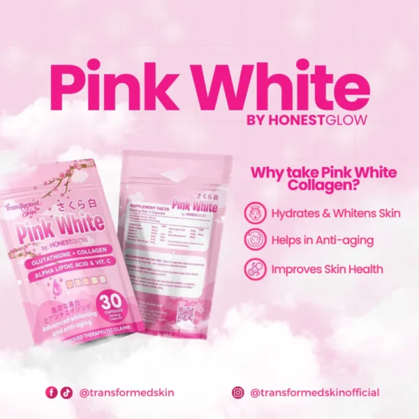 Pink White Glutathione + Collagen 30 Capsules | Skin Whitening, Anti-Aging & Collagen Boost | Philippines - Image 3