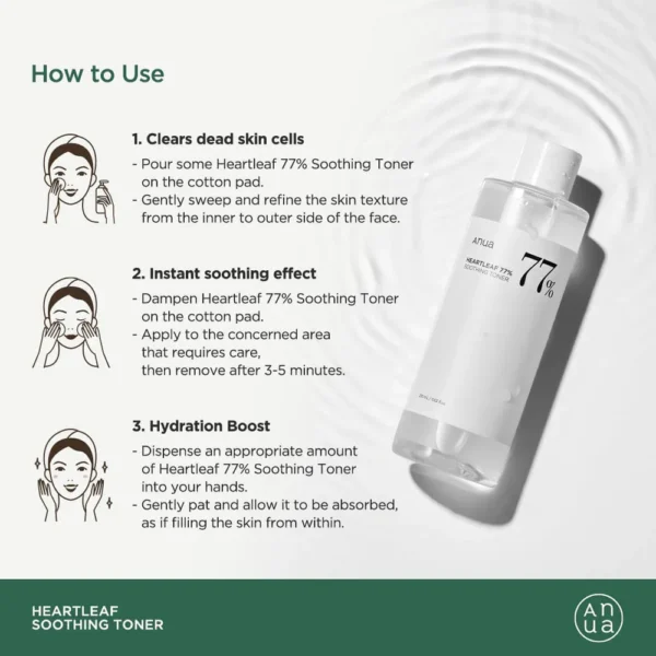 Anua Heartleaf 77% Soothing Toner 250ml | Calm & Hydrate Sensitive Skin | Korea - Image 2