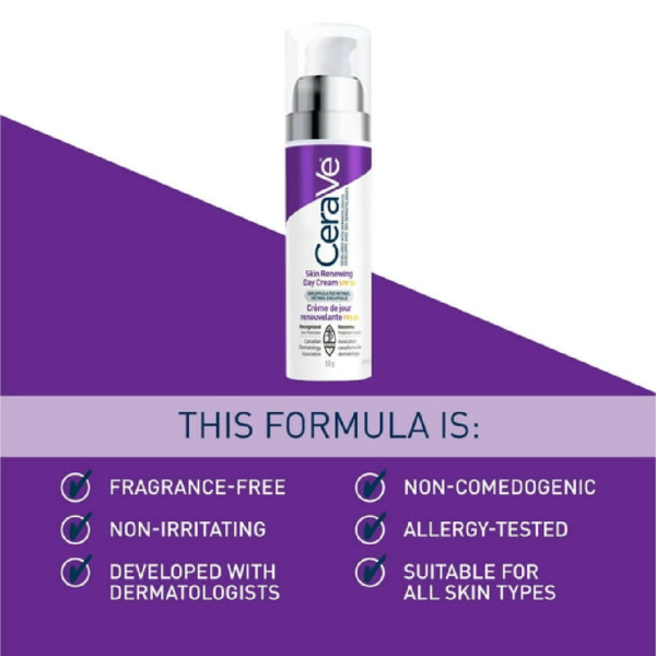 CeraVe Skin Renewing Day Cream 50g | Anti-Aging SPF 30 Moisturizer with Peptides - Image 2