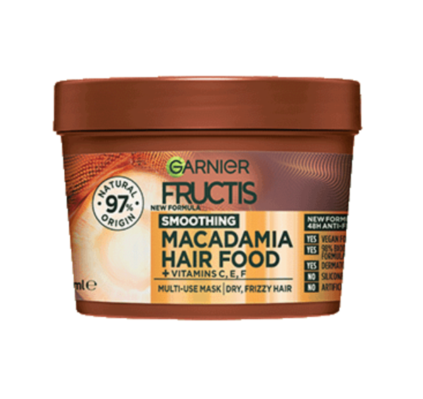 Garnier Fructis Smoothing Macadamia Hair Food Mask 390ml | 3-in-1 Treatment for Dry & Frizzy Hair | Germany