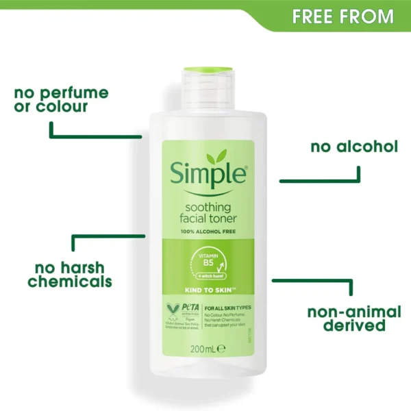 Simple Soothing Facial Toner 200ml | Gentle Hydration for Sensitive Skin - Image 3