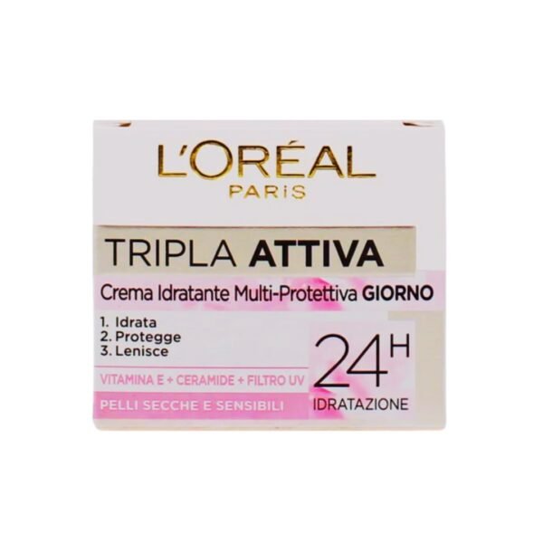L'Oreal Tripla Attiva Crema Idratante Multi Protettiva 24H 50ml | 24-Hour Hydration and Protection | France