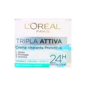 L'Oreal Tripla Attiva Crema Idratante Protettiva 24H 50ml | Long-Lasting Hydration and Skin Protection | France