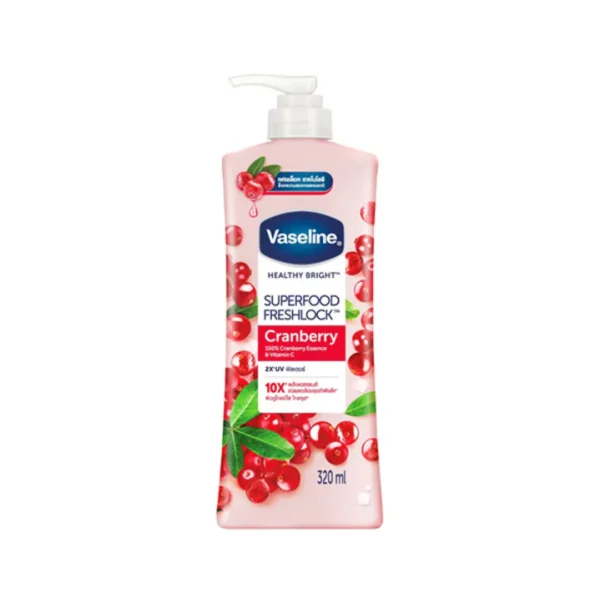 Vaseline Superfood FreshLock Cranberry 10X 320ml | Brightening & Moisturizing Body Lotion with Vitamin C | Thailand