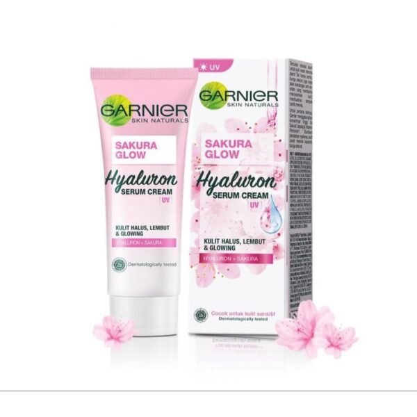 Garnier Sakura Glow Hyaluron Serum Cream UV 40ml | Indunisia | Hydrate & Protect