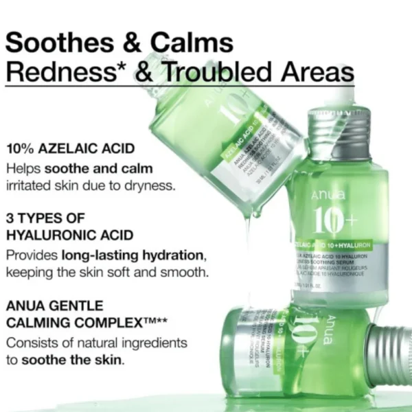Anua Azelaic Acid 10 + Hyaluron Redness Soothing Serum 30ml | Calming & Hydrating Solution for Sensitive Skin | Korea - Image 2