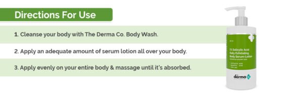 Derma Co 1% Salicylic Acid Body Serum-Lotion 250ml | Exfoliation and Acne Control - Image 3