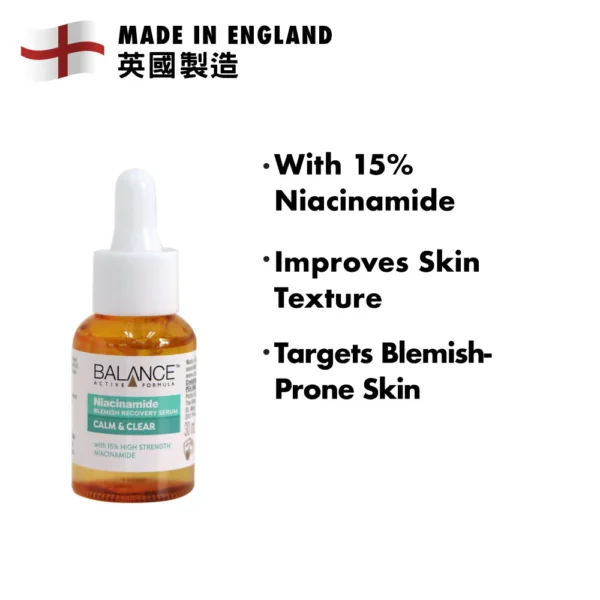 Balance Niacinamide Blemish Recovery Serum 30ml | England | Clear & Even Skin Tone - Image 4