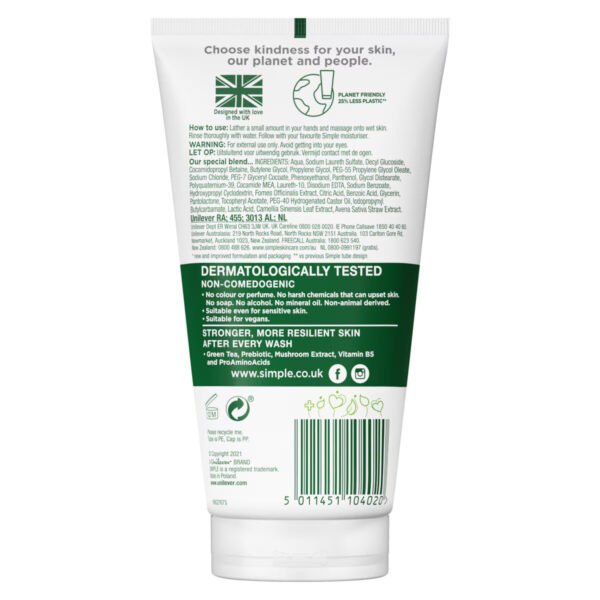 Simple Age Resisting Facial Wash 150ml | Anti-Aging, Hydrating Cleanser for Youthful Skin | Poland - Image 2