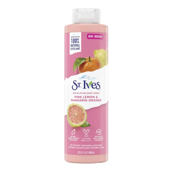 ST Ives Pink Lemon & Mandarin Orange Exfoliating Body Wash 650ml | Refreshing & Radiant Skin  | USA