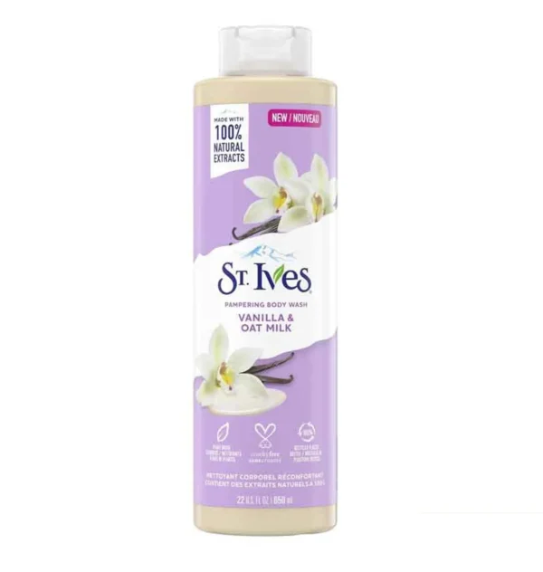 ST Ives Vanilla & Oat Milk Pampering Body Wash 650ml | Luxurious & Hydrating Skin Cleanser | USA