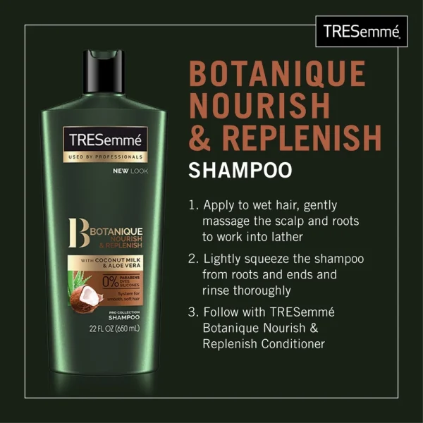 Tresemme Botanique Nourish & Replenish Shampoo 700ml | Hydrate & Revitalize Hair Naturally - Image 3