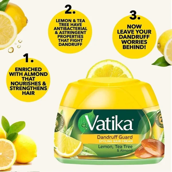 Vatika Styling Hair Cream Dandruff Guard 140ml | UAE | Lemon Tea Tree & Almond - Image 2
