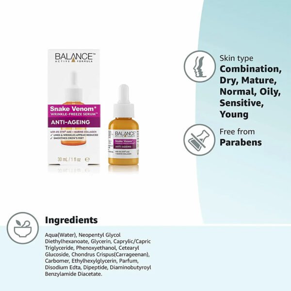 Balance Snake Venom Wrinkle-Freeze Serum 30ml | Anti-Aging & Smoothing - Image 2